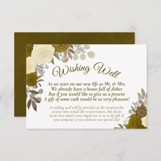 Rustic Golden Boho Floral Wedding Goed Informatiekaartje (Voorkant / Achterkant)