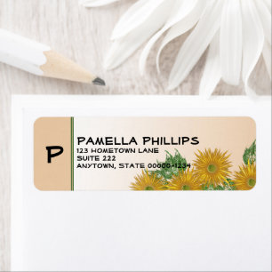 Rustic Golden Floral Art Brief Initiaal Etiket