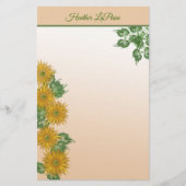 Rustic Golden Flowers, Greenery en Leafy Border Briefpapier (Voorkant)