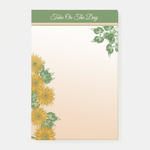Rustic Golden Flowers, Greenery en Leaves Border Post-it® Notes
