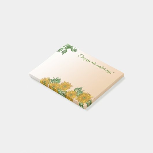 Rustic Golden Flowers, Greenery en Leaves Post-it® Notes (Schuin)