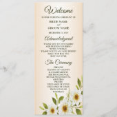 Rustic Golden Frame White Floral Peach Wedding Programmakaart (Voorkant)