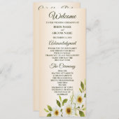 Rustic Golden Frame White Floral Peach Wedding Programmakaart (Voorkant / Achterkant)