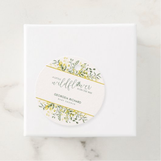 Rustic Golden Frame Wildflower on Way  Baby Shower Bedankjes Labels (In situ)