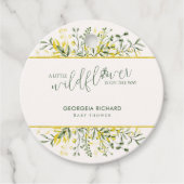 Rustic Golden Frame Wildflower on Way  Baby Shower Bedankjes Labels (Voorkant)