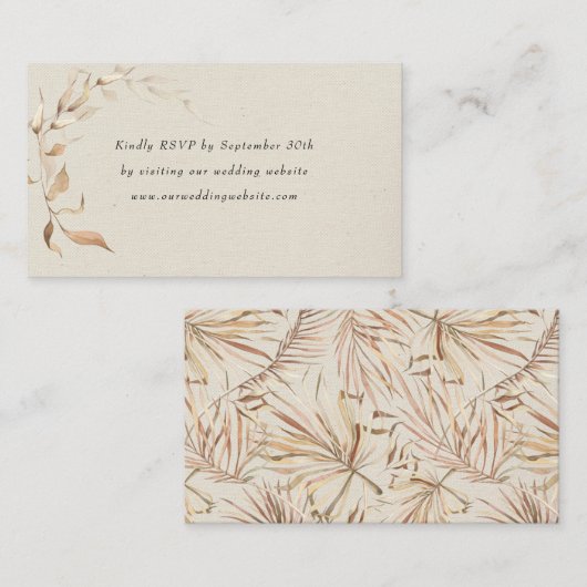 Rustic Golden Greenery bruiloft rsvp online Informatiekaartje (Voorkant / Achterkant)