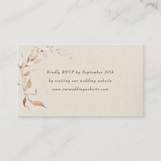 Rustic Golden Greenery bruiloft rsvp online Informatiekaartje (Voorkant)