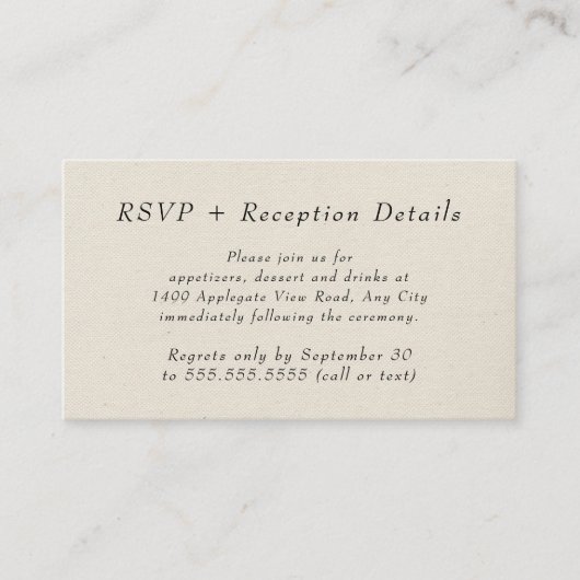 Rustic Golden Greenery receptiedetails + rsvp Informatiekaartje (Voorkant)