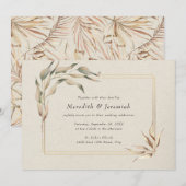 Rustic Golden Greenery Wedding Kaart (Voorkant / Achterkant)