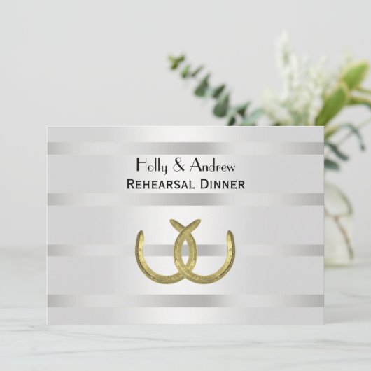 Rustic Golden Hoefijzer Silver Wht H Kaart (Staand voorkant)