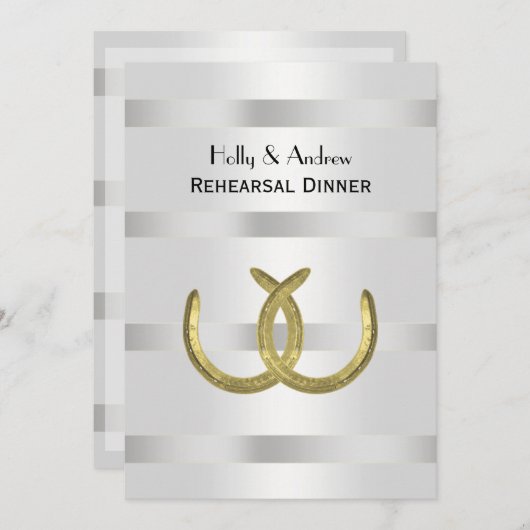 Rustic Golden Hoefijzer Silver Wht/Rehearsal Din Kaart (Voorkant / Achterkant)