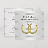 Rustic Golden Hoefijzer Silver Wht SQ Bachelorette Kaart (Voorkant / Achterkant)