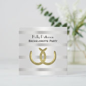 Rustic Golden Hoefijzer Silver Wht SQ Bachelorette Kaart (Staand voorkant)