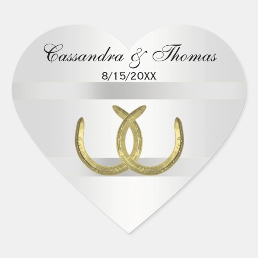 Rustic Golden Hoefijzers Silver Whet envelopzegels Hart Sticker (Voorkant)