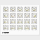 Rustic Golden Hoefijzers Silver Whet envelopzegels Vierkante Sticker (Vel)