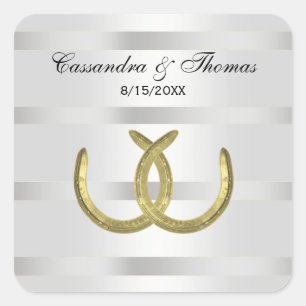 Rustic Golden Hoefijzers Silver Whet envelopzegels Vierkante Sticker