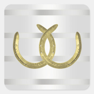 Rustic Golden Hoefijzers Silver Whet envelopzegels Vierkante Sticker
