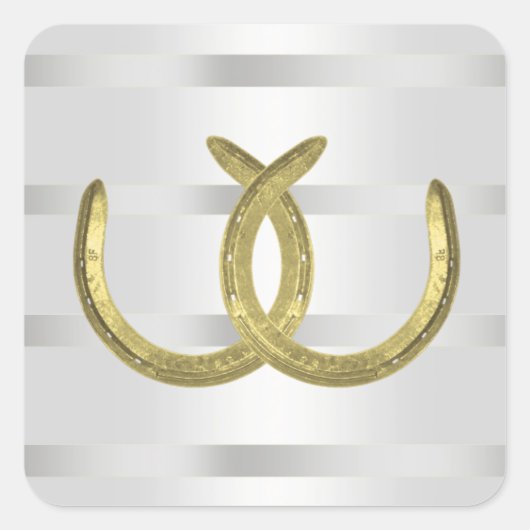 Rustic Golden Hoefijzers Silver Whet envelopzegels Vierkante Sticker (Voorkant)