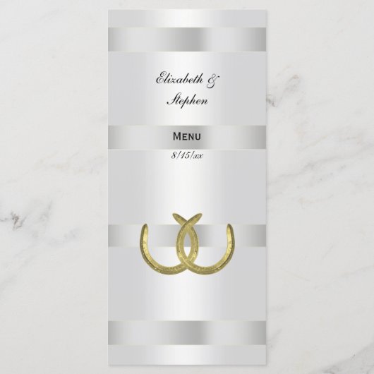 Rustic Golden Hoefijzers Silver Whit-menukaart Menu (Achterkant)