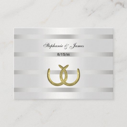 Rustic Golden Hoefijzers Silver Wht Escort Cards Plaatskaartje (Voorkant)