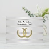 Rustic Golden Hoefijzers Silver Wht H Verloving Kaart (Staand voorkant)