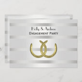 Rustic Golden Hoefijzers Silver Wht H Verloving Kaart (Voorkant / Achterkant)