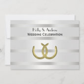 Rustic Golden Hoefijzers Silver Wht H Wedding Kaart (Voorkant)