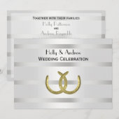 Rustic Golden Hoefijzers Silver Wht H Wedding Kaart (Voorkant / Achterkant)