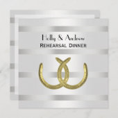 Rustic Golden Hoefijzers Silver Wht Rehearsal Din Kaart (Voorkant / Achterkant)