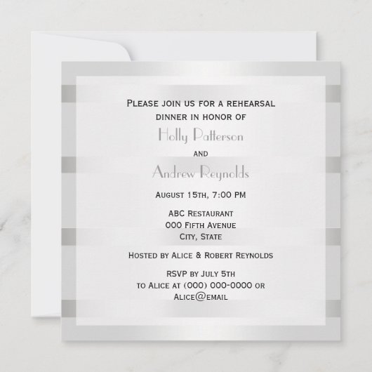 Rustic Golden Hoefijzers Silver Wht Rehearsal Din Kaart (Achterkant)