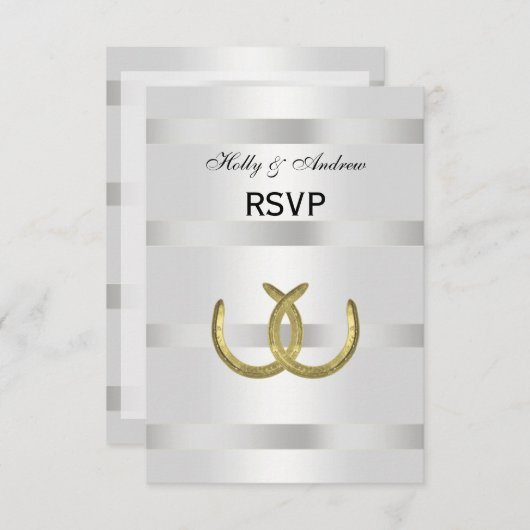 Rustic Golden Hoefijzers Silver Wht RSVP (Voorkant / Achterkant)