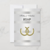 Rustic Golden Hoefijzers Silver Wht RSVP Kaartje (Voorkant)