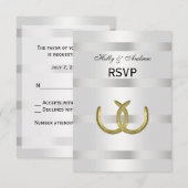 Rustic Golden Hoefijzers Silver Wht RSVP Kaartje (Voorkant / Achterkant)