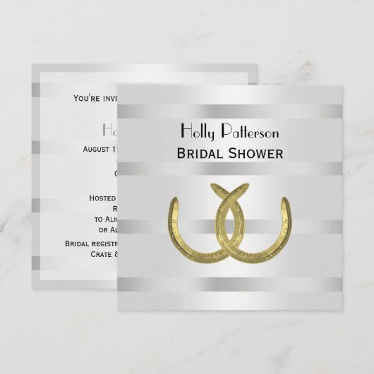 Rustic Golden Hoefijzers Silver Wht Vrijgezellenfe Kaart (Voorkant / Achterkant)