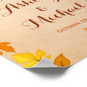 Rustic Golden Maple Leaves Fall Wedding Sign Poster (Hoek)