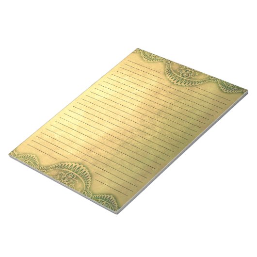 Rustic Golden Mustard Lined Ornamental Stationery Notitieblok (Schuin)