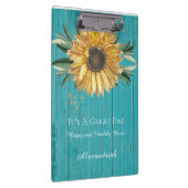 Rustic Golden Sunflower Blauwgroen Blue Barn Wood Klembord (Rechts)