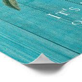 Rustic Golden Sunflower Blauwgroen Blue Barn Wood Poster (Hoek)