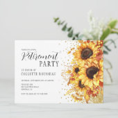 Rustic Golden Sunflower Floral Retirement Party Kaart (Staand voorkant)