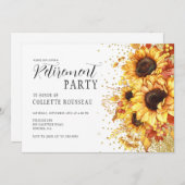 Rustic Golden Sunflower Floral Retirement Party Kaart (Voorkant / Achterkant)