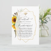 Rustic Golden Sunflower Geometric Virtual Wedding Kaart (Staand voorkant)