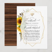Rustic Golden Sunflower Geometric Virtual Wedding Kaart (Voorkant / Achterkant)