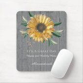 Rustic Golden Sunflower Grey Barn Wood Muismat (Met muis)
