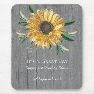 Rustic Golden Sunflower Grey Barn Wood Muismat