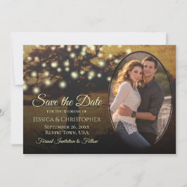 Rustic Golden Tree Lights & Foto Elegant Wedding Save The Date