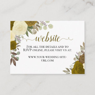 Rustic Golden Waterverf Rozen Wedding Website Informatiekaartje