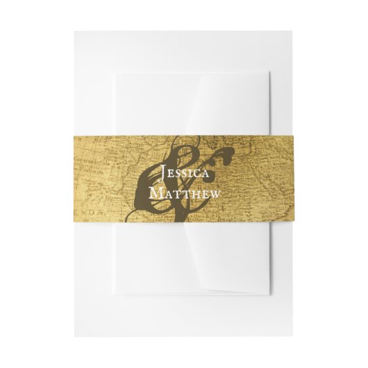 Rustic Golden Wedding Invitation Belly Band Uitnodigingen Wikkel (Voorkant Voorbeeld)