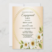 Rustic Golden White Floral Peach Engagement Party Kaart (Voorkant)
