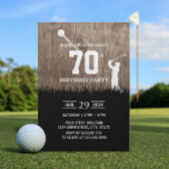 Rustic Golf Birthday Party Kaart<br><div class="desc">Golf Swinging 70th Birthday Party Invitations.</div>