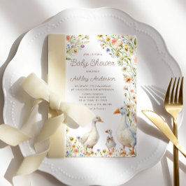 Rustic Goose Family Baby shower Kaart